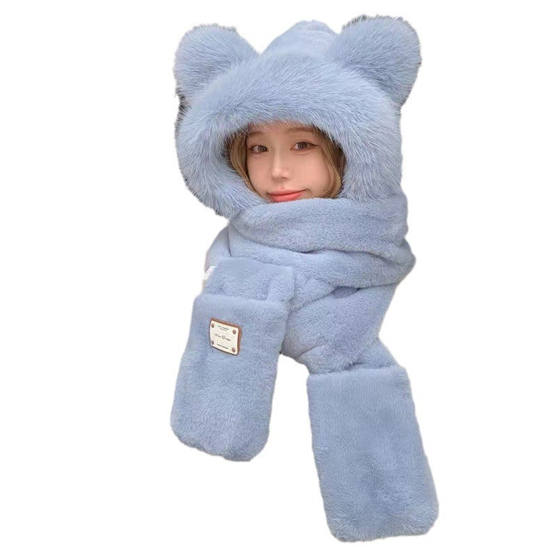 Cozy hoodie set with scarf and beanie