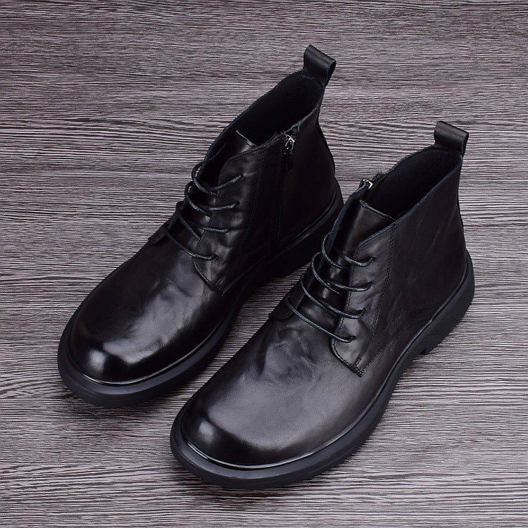 Men's leather boots, insulated, slip-resistant