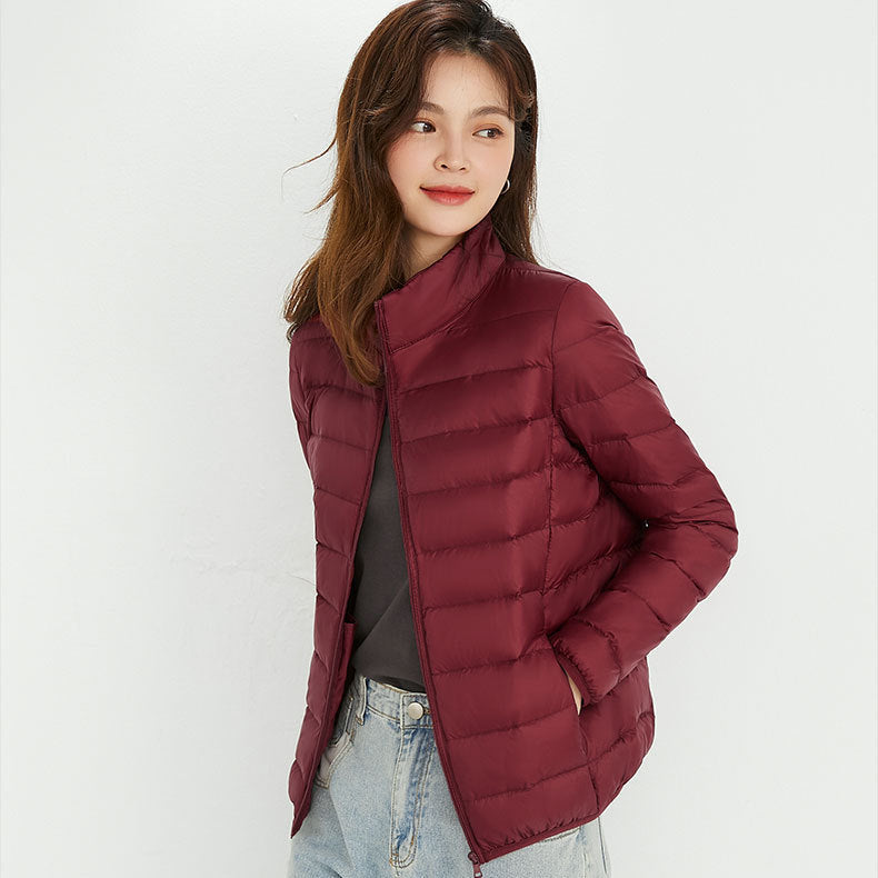 Light down jacket with hood for women