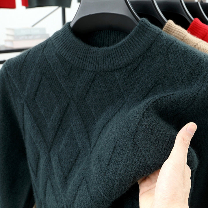 Men's wool sweater, stand-up collar, warm, plus sizes
