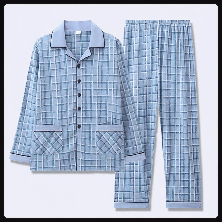 Men's Pajama Set made of pure cotton, checked