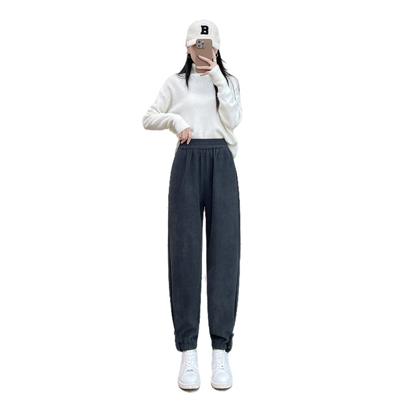 Padded cord jogger pants with cuffs