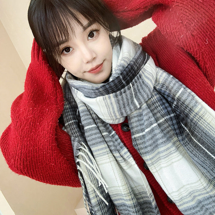 Thick checkered winter scarf, 200x50cm