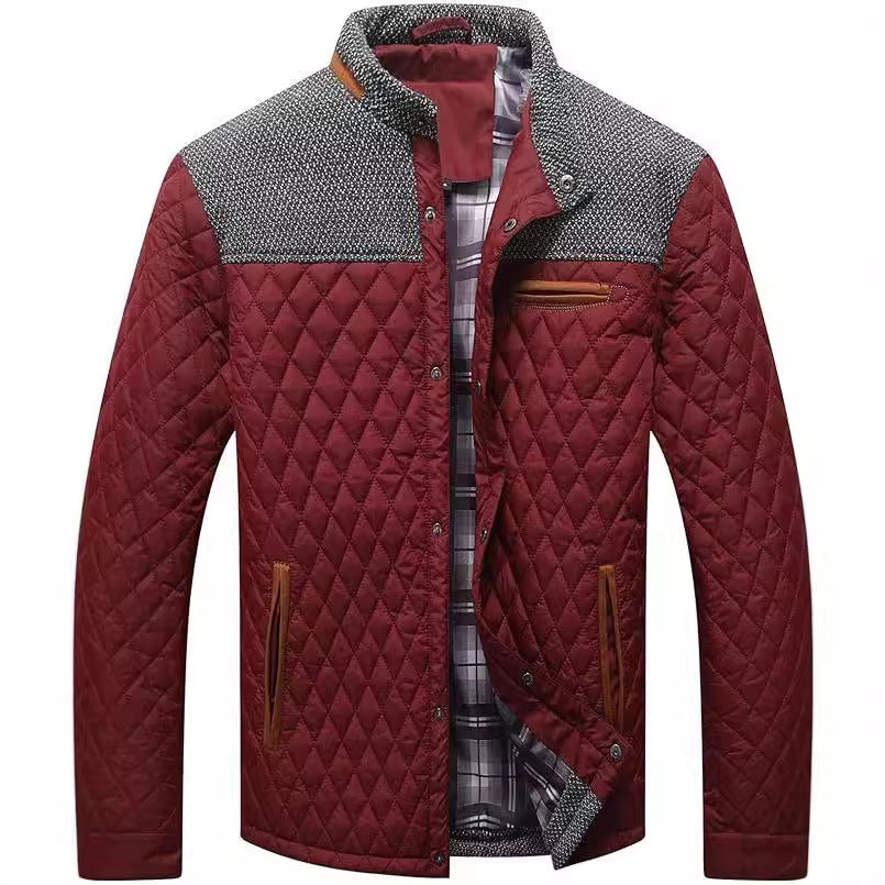 Men's quilted jacket, checkered, for leisure and sport
