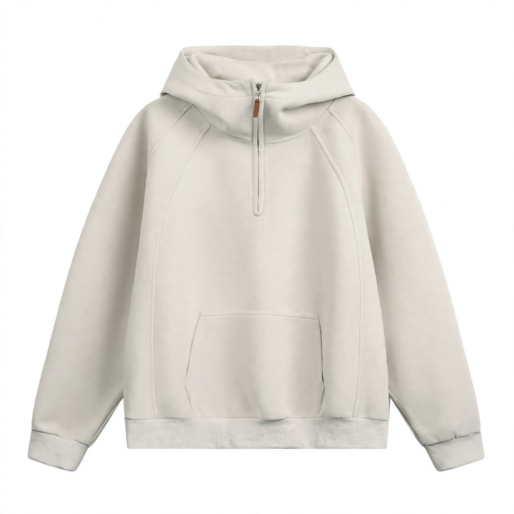 Unisex hoodie with zipper and stand-up collar