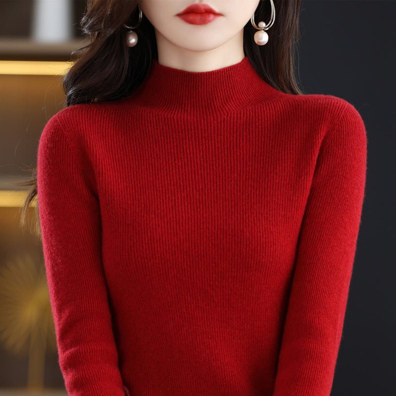 Women's turtleneck sweater made from pure wool, seamless
