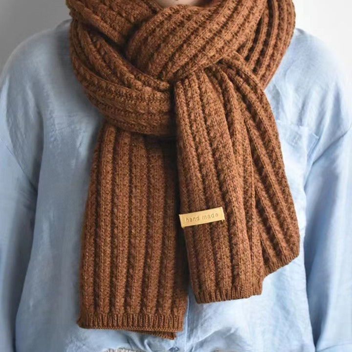 Solid color knitted scarf for women and men