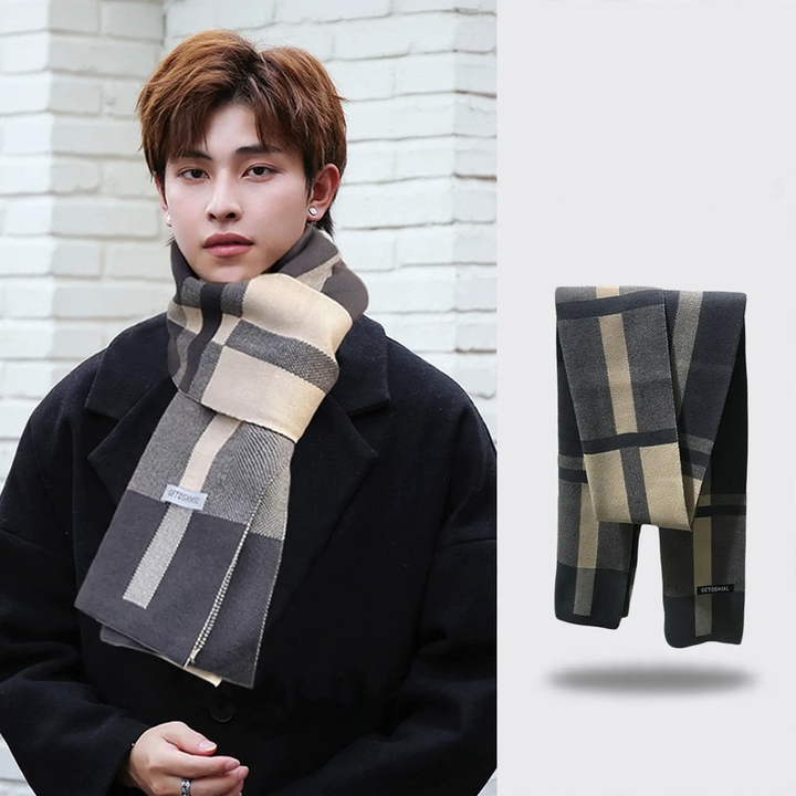Classic checkered scarf, 200 cm, warming