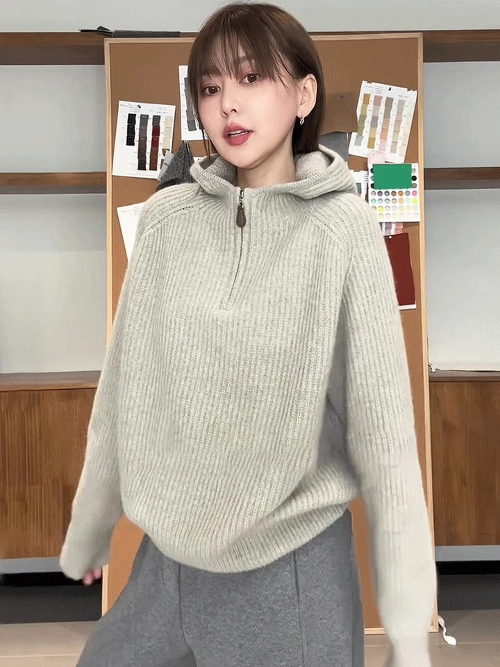 Women's zip-up hoodie, knit
