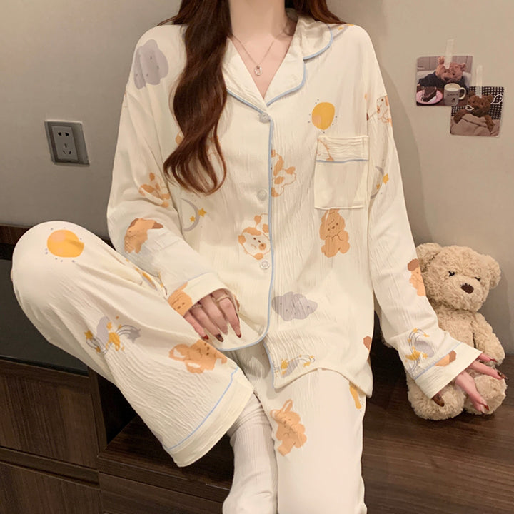 Women’s Pajama Set, long-sleeve, with bow detail