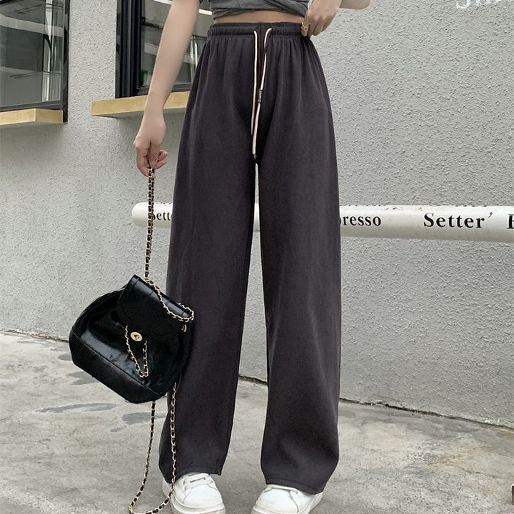 Cord-wide pants with double drawstring
