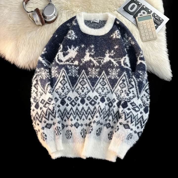 Retro Christmas Sweater for Men, Loose Fit