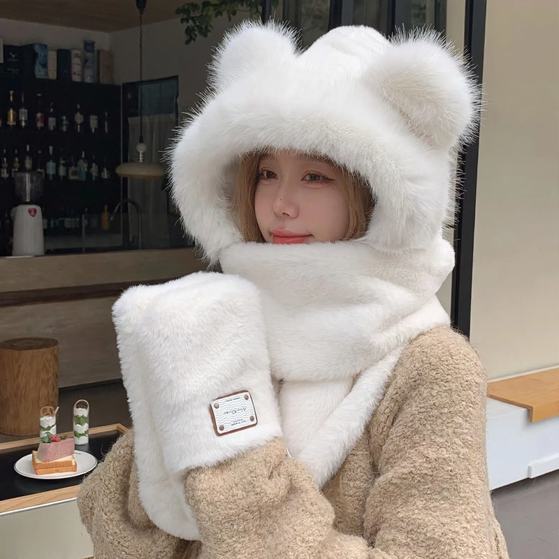 Cozy hoodie set with scarf and beanie