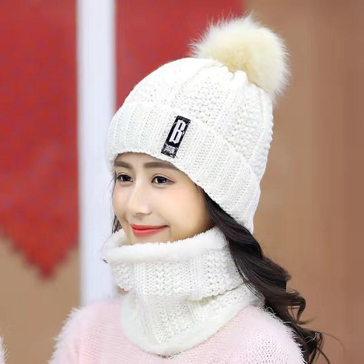 Lined knit beanie and scarf set