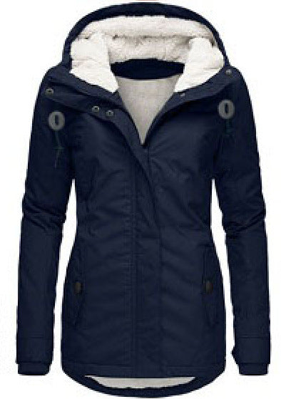 Fleece-lined parka with lambskin imitation
