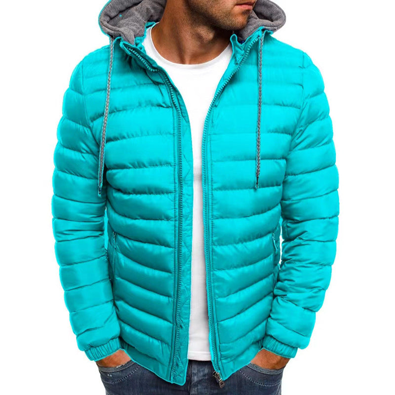 Padded men's winter jacket with hood