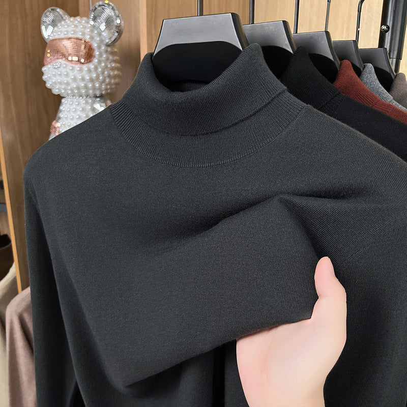 Men's pullover made of silk and sheep wool, stand-up collar