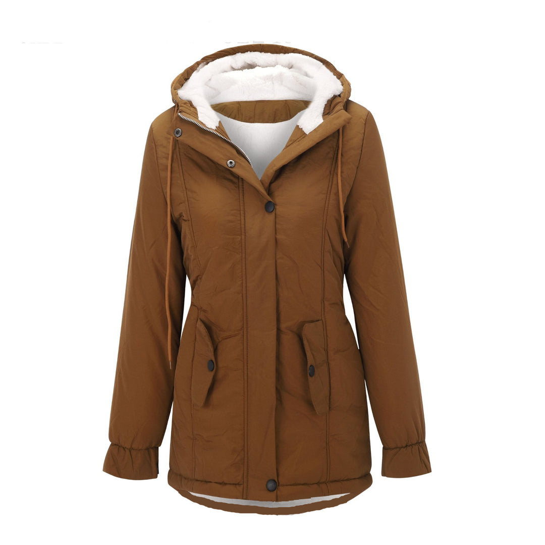 Women's parka with hood and lambskin lining