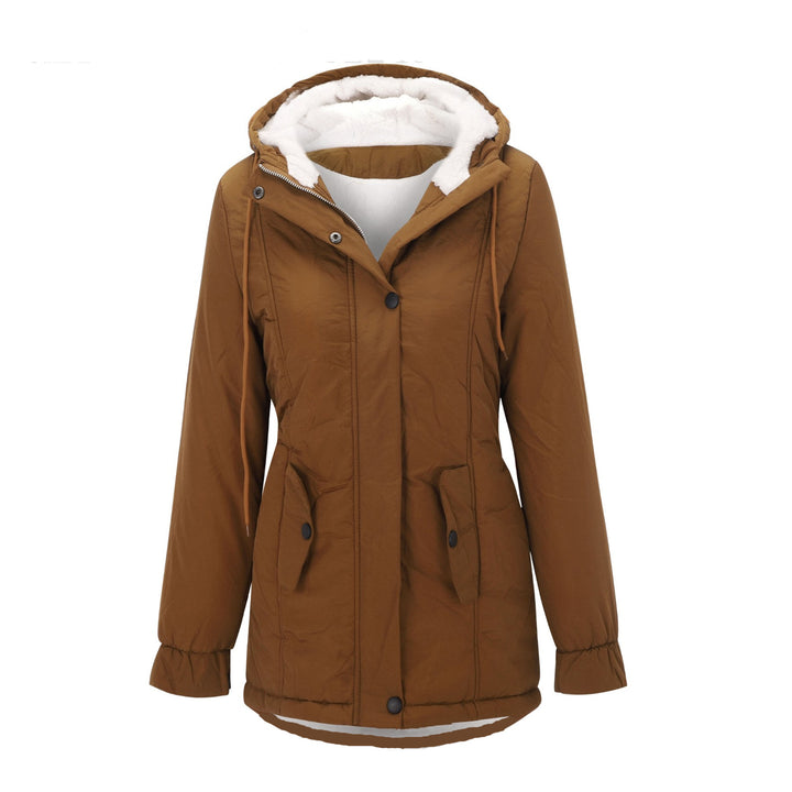 Women's parka with hood and lambskin lining