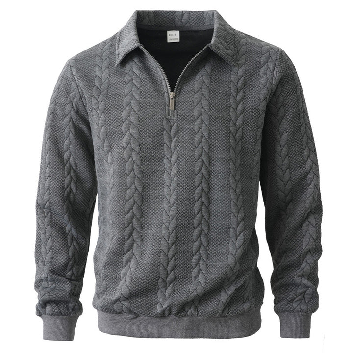 Men's sweatshirt with zipper and laydown collar
