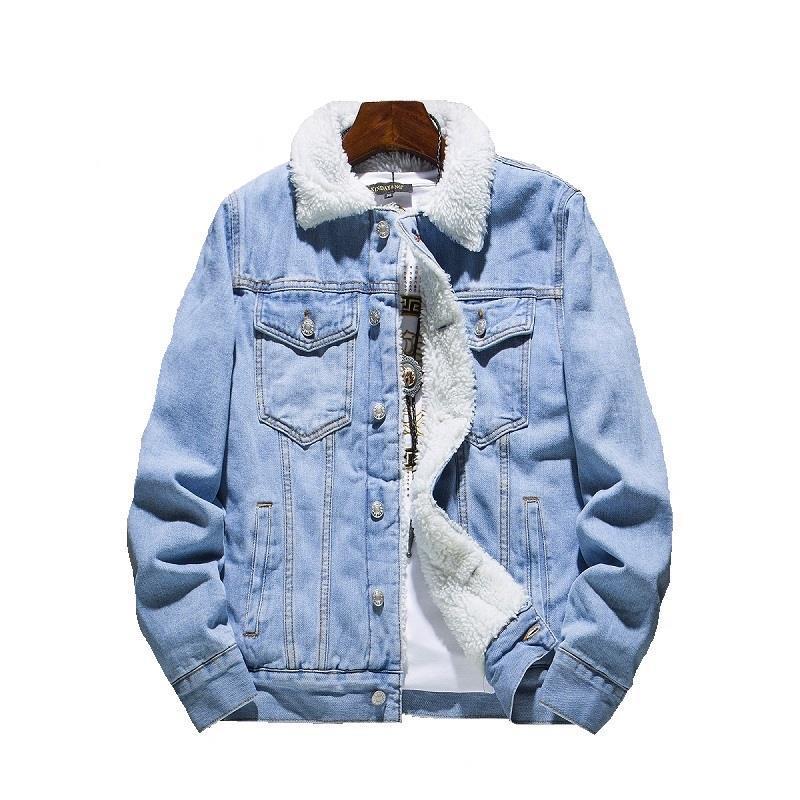 Men's denim jacket with lamb fleece lining