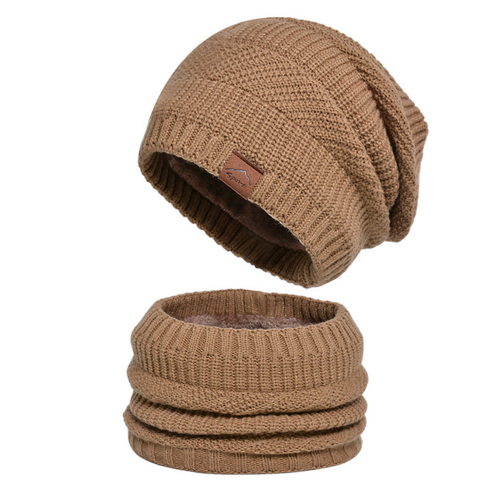 Knitted beanie and scarf set, lined, winter