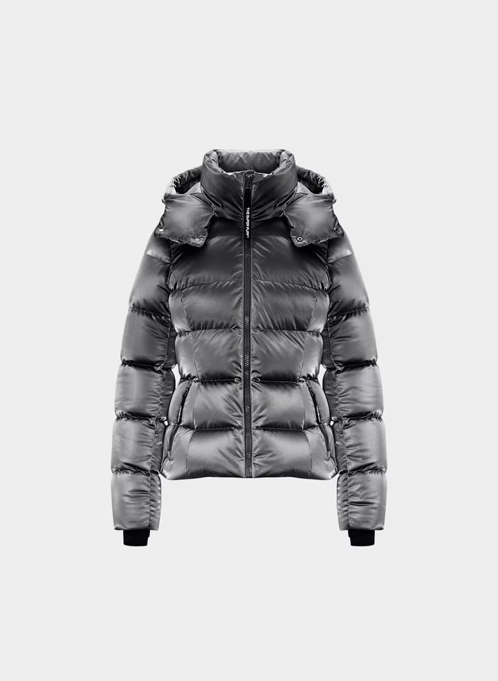 Women’s down jacket with hood and white goose down filling