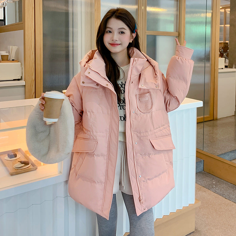 Women's down jacket with hood, plus size