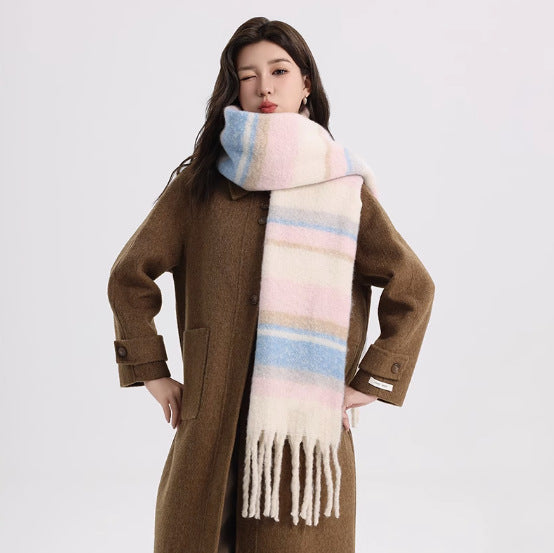 Checked wool scarf for women and men