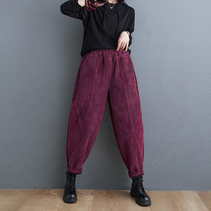 Padded corduroy harem pants, loose fit, women