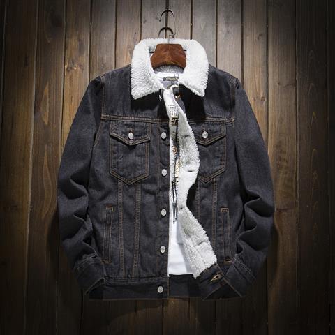 Men's denim jacket with lamb fleece lining