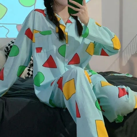 Ladies' Pajama Set, long-sleeved with ruffles
