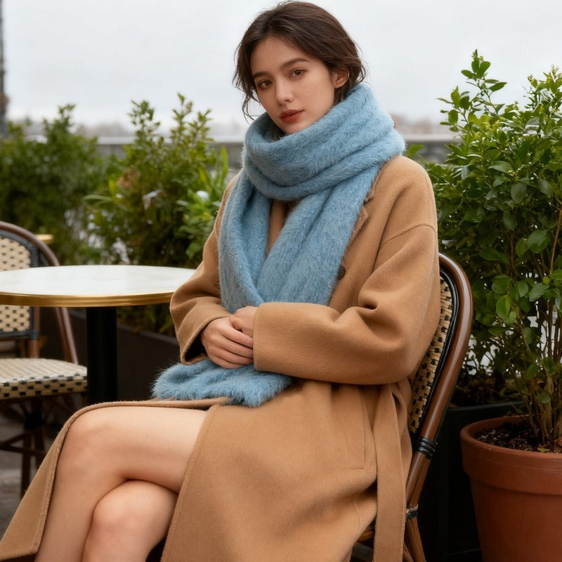 Knitted scarf made of alpaca wool blend, 150x20 cm