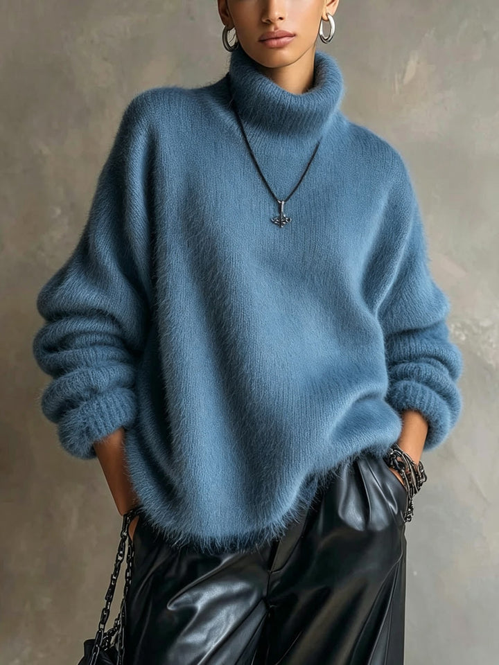 Fluffy turtleneck sweater
