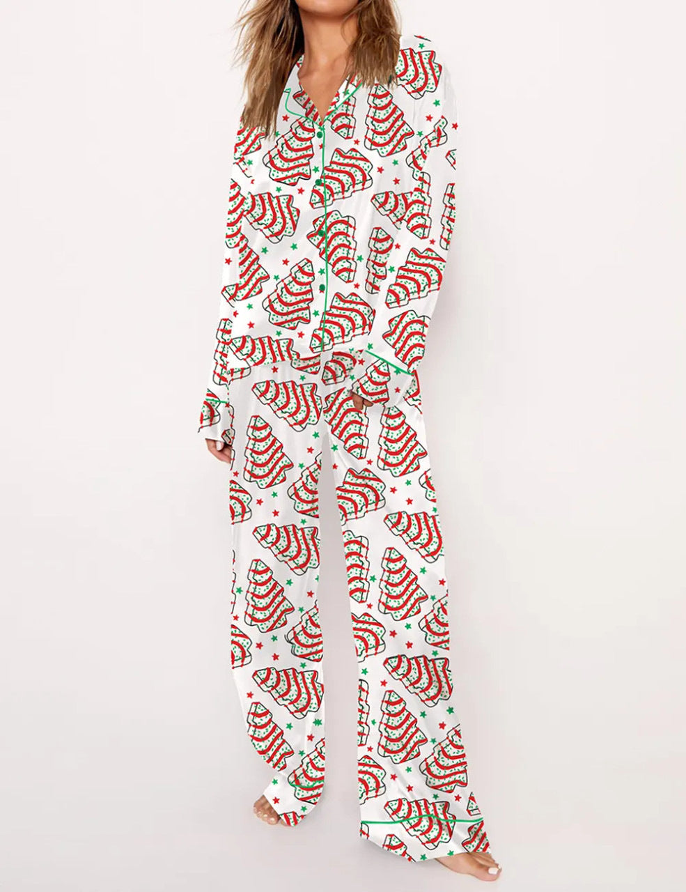 Women's Christmas-themed Pajamas, Long Sleeve, Set