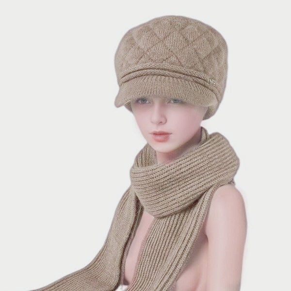 Winter Set: Knitted beret and scarf for women