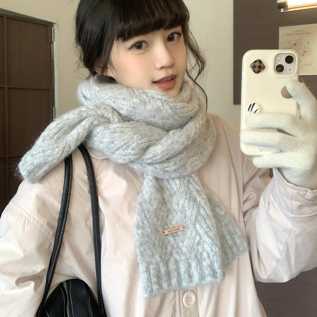 Alpaca wool blended scarf, 24x165cm