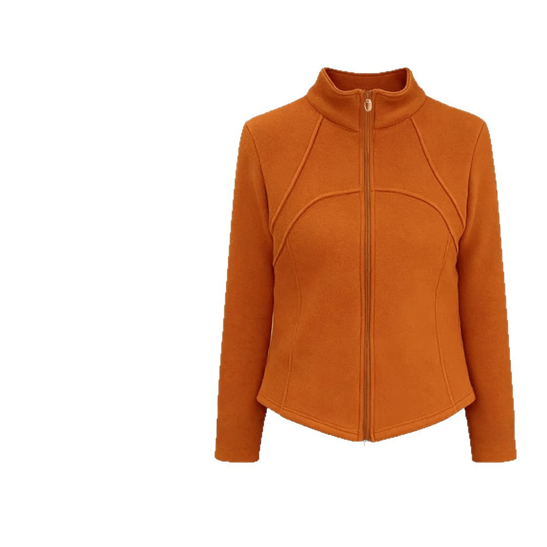 Padded lambskin sports jacket with stand-up collar