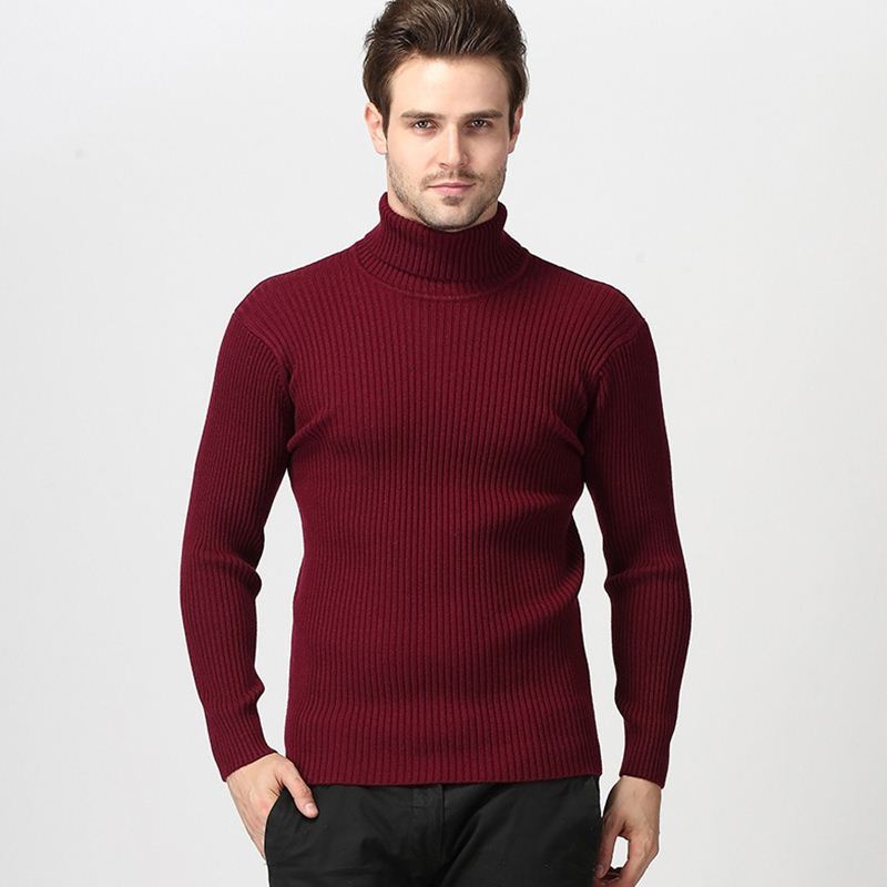 Men's knitted sweater with vertical rib pattern