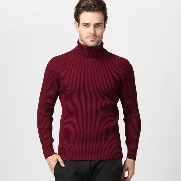 Men's knitted sweater with vertical rib pattern
