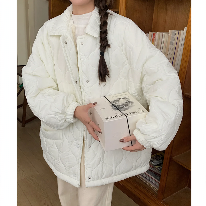 Quilted winter jacket with lamb fleece lining