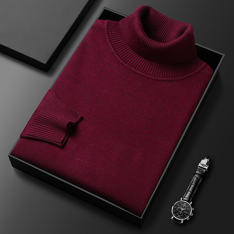 Men's turtleneck sweater, knitted, warm, solid color