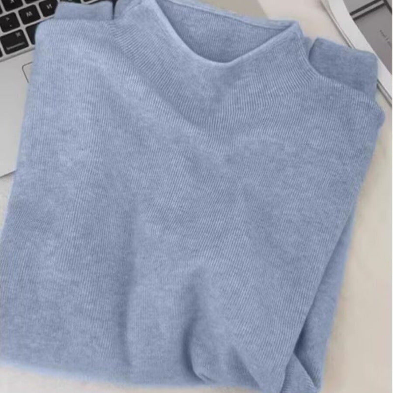 Women’s knit sweater with stand-up collar