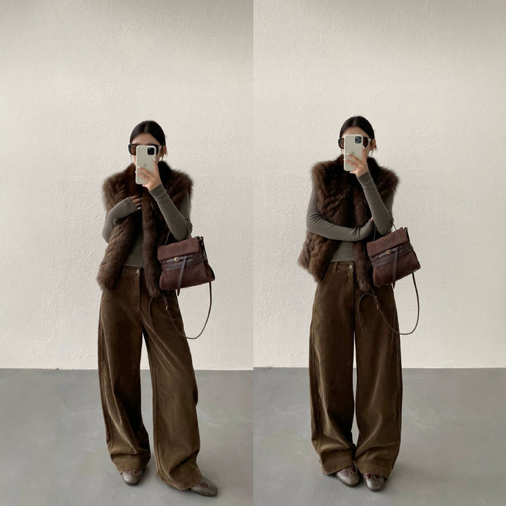 Cotton cord trousers, wide cut, lined, Autumn/Winter