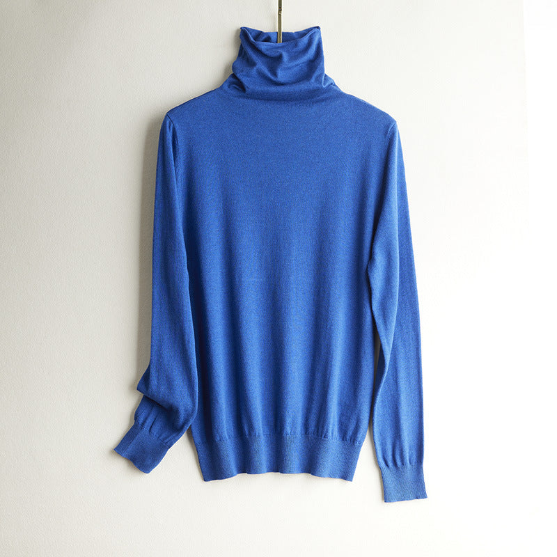 Women's silk knit sweater, standing collar