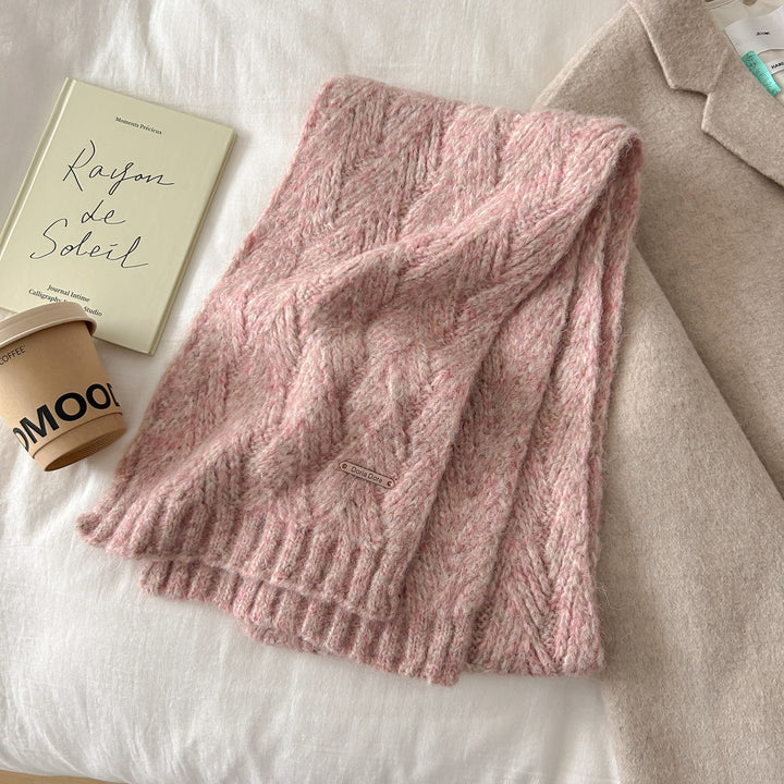 Alpaca wool blend knitted scarf, 22x160 cm