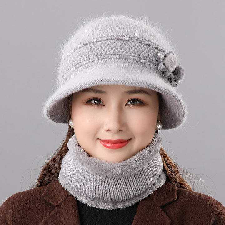 Warm set of knitted hat and scarf