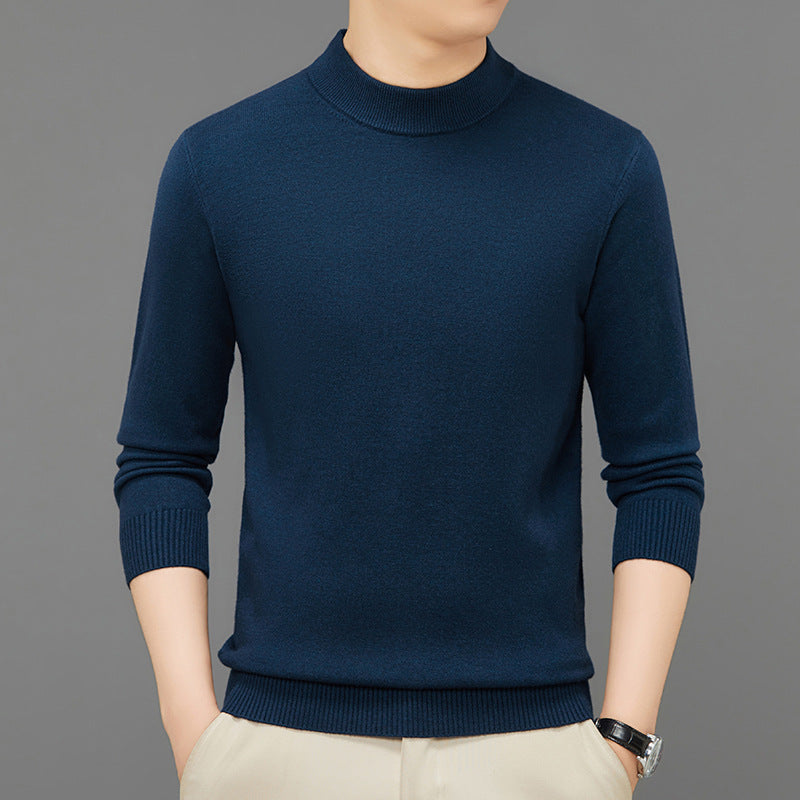 Men's knitted pullover, stand-up collar, breathable