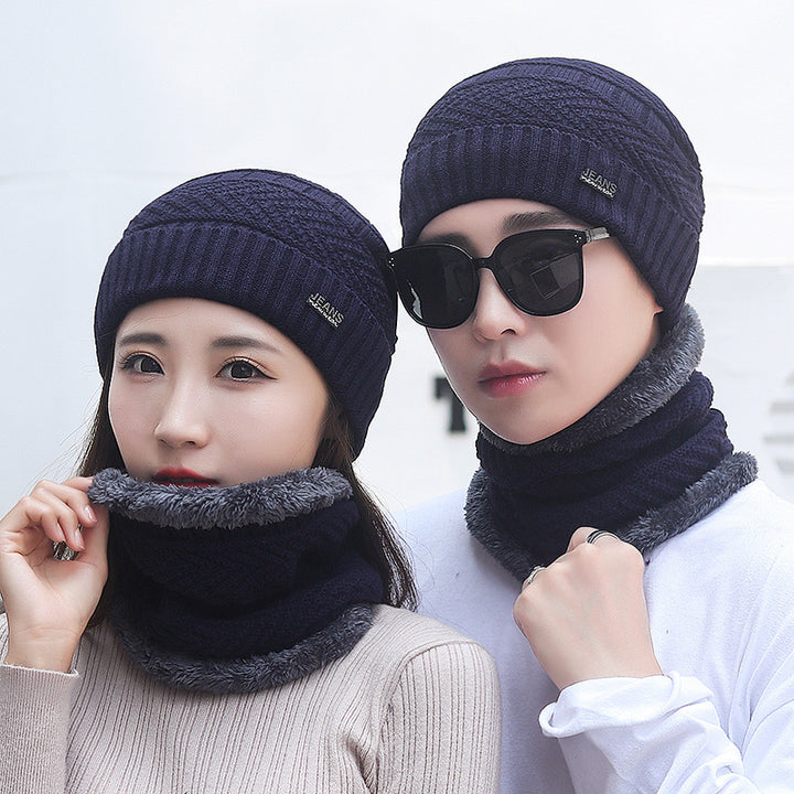 Knit hat and scarf set, lined