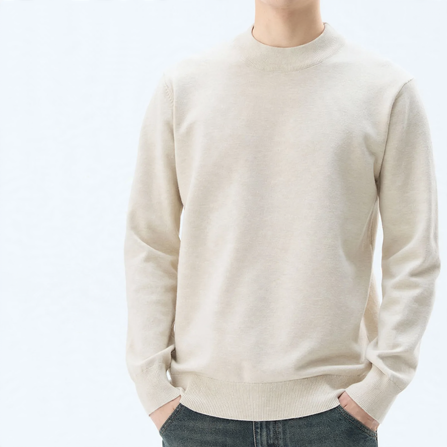 Men's wool blend pullover with round neck